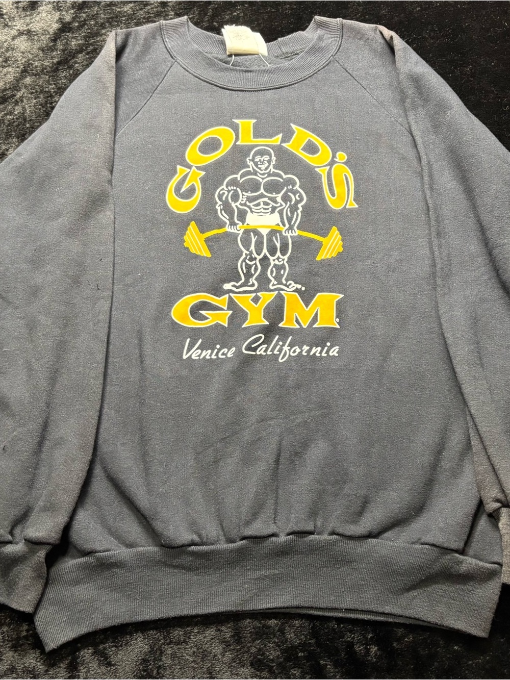 Men XL Vintage 80s Golds Gym Venice California Body Building Lifting Sweatshirt